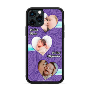 Collage familia - Máscara corazón de 3 fotos
