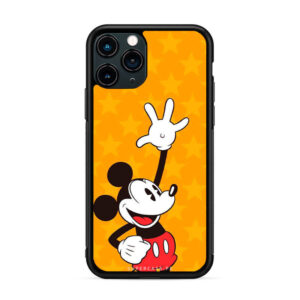 Mickey y Minnie - Mano estirada background naranja